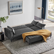 L-shape upholstered sofa bed with modern elegant gray microsuede fabric additional photo 2 of 19