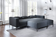 L-shape upholstered sofa bed with modern elegant gray microsuede fabric additional photo 3 of 19