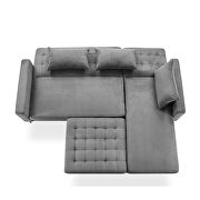 L-shape upholstered sofa bed with modern elegant gray microsuede fabric additional photo 4 of 19
