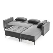 L-shape upholstered sofa bed with modern elegant gray microsuede fabric additional photo 5 of 19