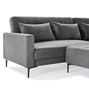 L-shape upholstered sofa bed with modern elegant gray microsuede fabric by La Spezia additional picture 7