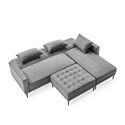 L-shape upholstered sofa bed with modern elegant gray microsuede fabric by La Spezia additional picture 8