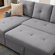 Gray linen sleeper sofa bed reversible sectional couch additional photo 2 of 19