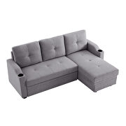 Gray linen sleeper sofa bed reversible sectional couch by La Spezia additional picture 12