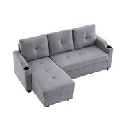 Gray linen sleeper sofa bed reversible sectional couch by La Spezia additional picture 15
