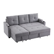 Gray linen sleeper sofa bed reversible sectional couch by La Spezia additional picture 18