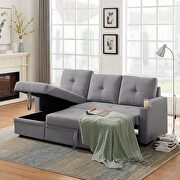 Gray linen sleeper sofa bed reversible sectional couch additional photo 3 of 19