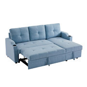 Blue linen sleeper sofa bed reversible sectional couch by La Spezia additional picture 12