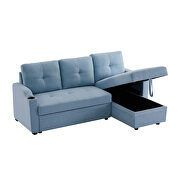 Blue linen sleeper sofa bed reversible sectional couch by La Spezia additional picture 13
