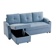 Blue linen sleeper sofa bed reversible sectional couch by La Spezia additional picture 14