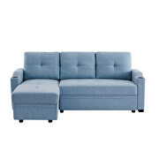 Blue linen sleeper sofa bed reversible sectional couch by La Spezia additional picture 16