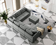 Sectional sofa with two pillows, u-shape upholstered couch with storage ottoman by La Spezia additional picture 19