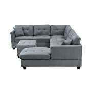 Sectional sofa with two pillows, u-shape upholstered couch with storage ottoman additional photo 4 of 18