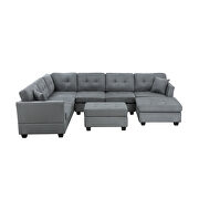 Sectional sofa with two pillows, u-shape upholstered couch with storage ottoman additional photo 5 of 18