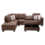 Chocolate linen reversible sectional sofa with 2 outlets & usb ports by La Spezia additional picture 17