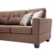 Chocolate linen reversible sectional sofa with 2 outlets & usb ports additional photo 3 of 19