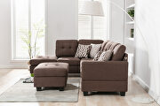 Chocolate linen reversible sectional sofa with 2 outlets & usb ports by La Spezia additional picture 6