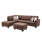 Chocolate linen reversible sectional sofa with 2 outlets & usb ports by La Spezia additional picture 7