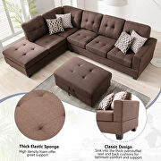 Chocolate linen reversible sectional sofa with 2 outlets & usb ports by La Spezia additional picture 8