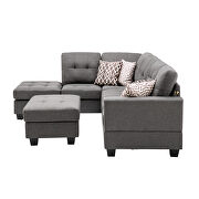 Gray linen reversible sectional sofa with 2 outlets & usb ports by La Spezia additional picture 11