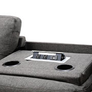 Gray linen reversible sectional sofa with 2 outlets & usb ports by La Spezia additional picture 12