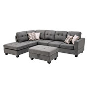 Gray linen reversible sectional sofa with 2 outlets & usb ports by La Spezia additional picture 18