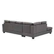 Gray linen reversible sectional sofa with 2 outlets & usb ports by La Spezia additional picture 5