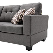 Gray linen reversible sectional sofa with 2 outlets & usb ports by La Spezia additional picture 6