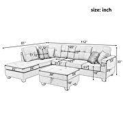 Gray linen reversible sectional sofa with 2 outlets & usb ports by La Spezia additional picture 7