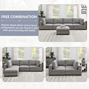 Gray modular sofa customizable and reconfigurable deep seating with removable ottoman additional photo 4 of 10