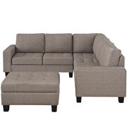 Brown velvet sectional corner l-shape sofa with storage ottoman by La Spezia additional picture 11