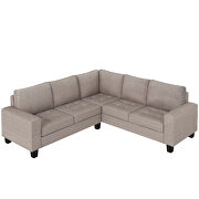 Brown velvet sectional corner l-shape sofa with storage ottoman by La Spezia additional picture 8