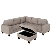 Brown velvet sectional corner l-shape sofa with storage ottoman by La Spezia additional picture 9