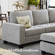 Light gray velvet sectional corner l-shape sofa with storage ottoman by La Spezia additional picture 4