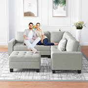 Light gray velvet sectional corner l-shape sofa with storage ottoman by La Spezia additional picture 5