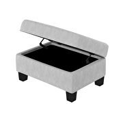Light gray velvet sectional corner l-shape sofa with storage ottoman by La Spezia additional picture 9