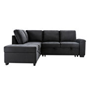 Black velvet l-shape sleeper sectional sofa with storage ottoman by La Spezia additional picture 2