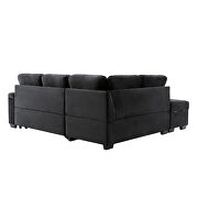 Black velvet l-shape sleeper sectional sofa with storage ottoman by La Spezia additional picture 13