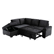Black velvet l-shape sleeper sectional sofa with storage ottoman by La Spezia additional picture 14
