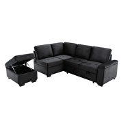 Black velvet l-shape sleeper sectional sofa with storage ottoman by La Spezia additional picture 16