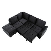 Black velvet l-shape sleeper sectional sofa with storage ottoman by La Spezia additional picture 4