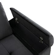 Black velvet l-shape sleeper sectional sofa with storage ottoman by La Spezia additional picture 6