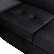 Black velvet l-shape sleeper sectional sofa with storage ottoman by La Spezia additional picture 7