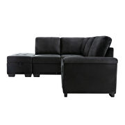 Black velvet l-shape sleeper sectional sofa with storage ottoman by La Spezia additional picture 9