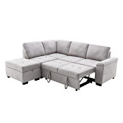Gray linen l-shape sleeper sectional sofa with storage ottoman by La Spezia additional picture 11