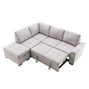Gray linen l-shape sleeper sectional sofa with storage ottoman by La Spezia additional picture 13