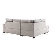 Gray linen l-shape sleeper sectional sofa with storage ottoman by La Spezia additional picture 14