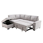 Gray linen l-shape sleeper sectional sofa with storage ottoman by La Spezia additional picture 16