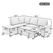 Gray linen l-shape sleeper sectional sofa with storage ottoman by La Spezia additional picture 17