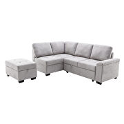 Gray linen l-shape sleeper sectional sofa with storage ottoman by La Spezia additional picture 3